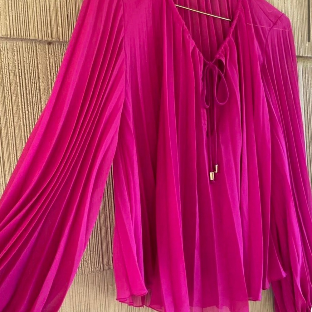 Zara Fuchsia Pleated Blouse NWOT